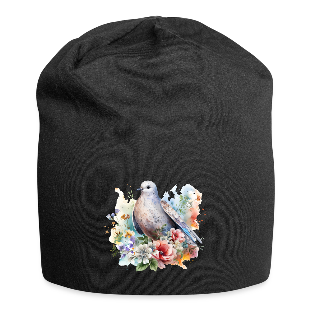 Bonnet en jersey : Hippie Oiseaux Fleurs - noir