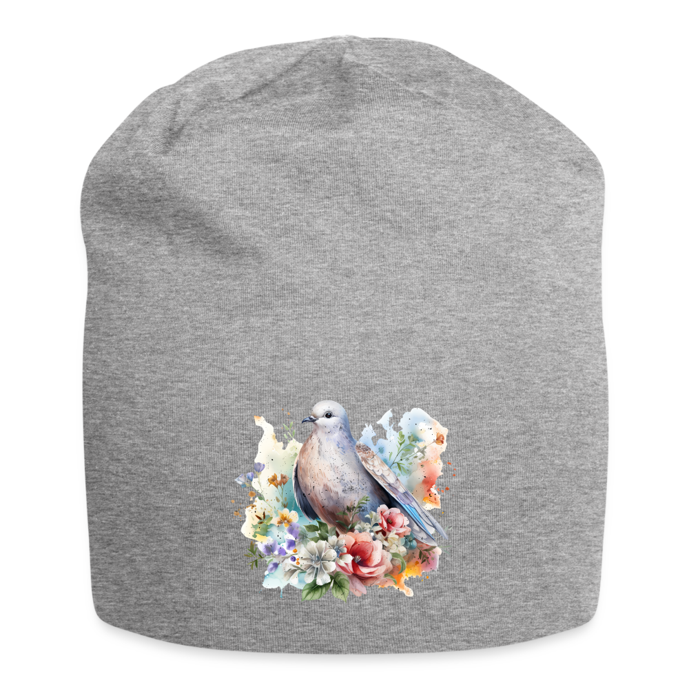 Bonnet en jersey : Hippie Oiseaux Fleurs - gris chiné