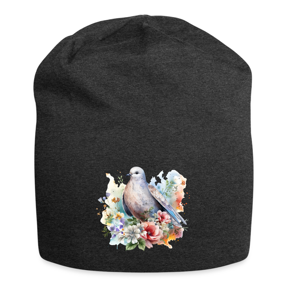 Bonnet en jersey : Hippie Oiseaux Fleurs - charbon