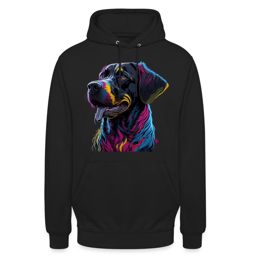 Sweat-shirt à capuche unisexe : Chien Fluo - noir