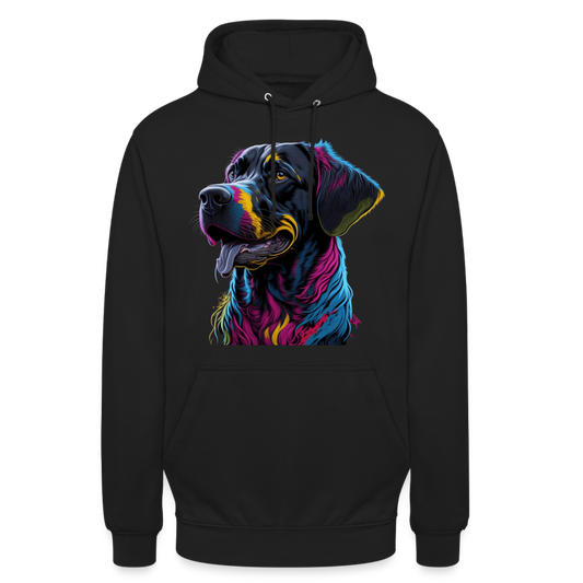 Sweat-shirt à capuche unisexe : Chien Fluo - noir