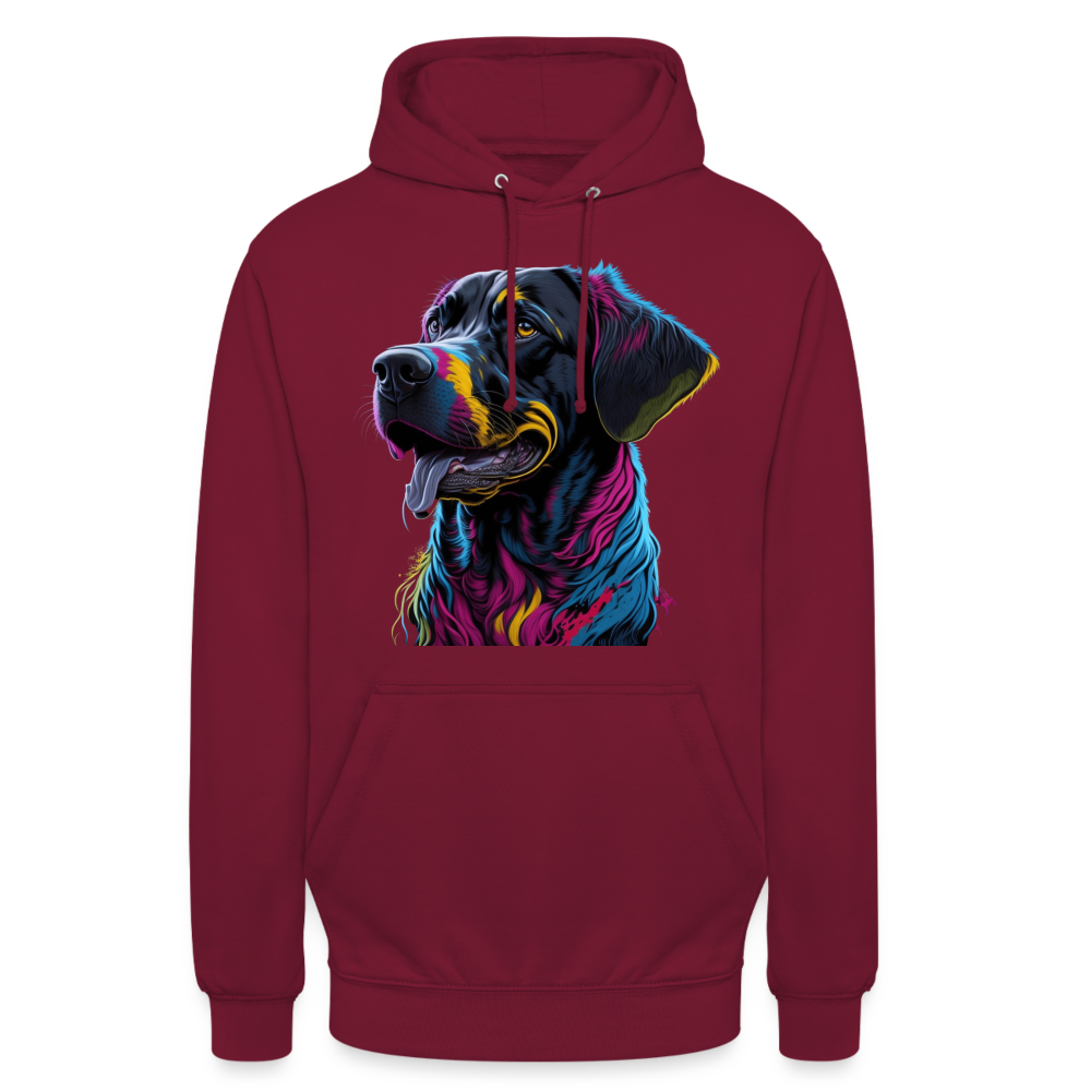 Sweat-shirt à capuche unisexe : Chien Fluo - bordeaux