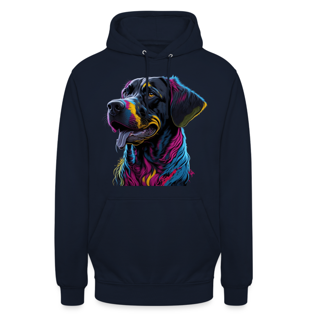 Sweat-shirt à capuche unisexe : Chien Fluo - marine