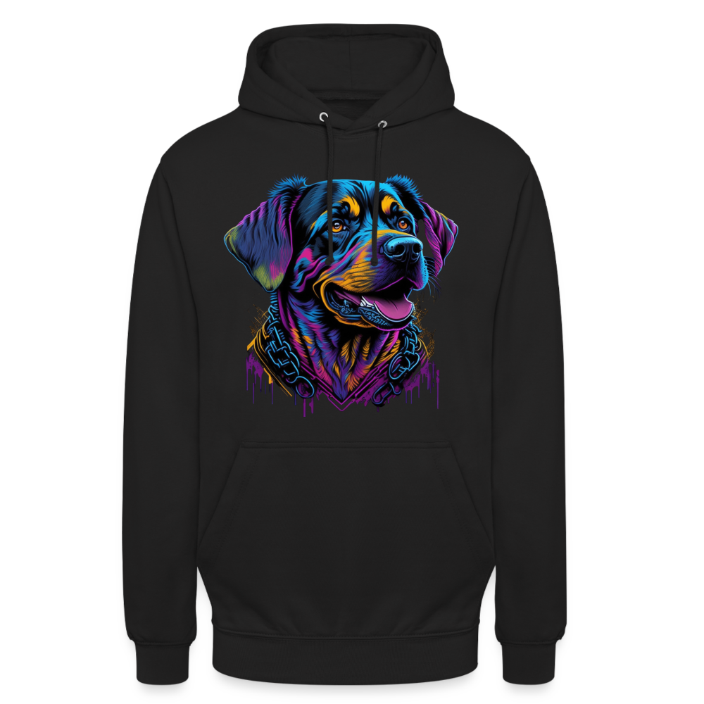 Sweat-shirt à capuche unisexe : Chien Fluo - noir