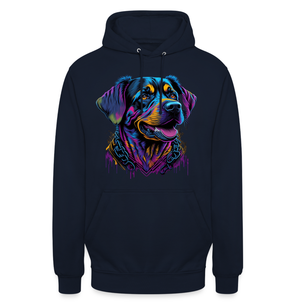 Sweat-shirt à capuche unisexe : Chien Fluo - marine