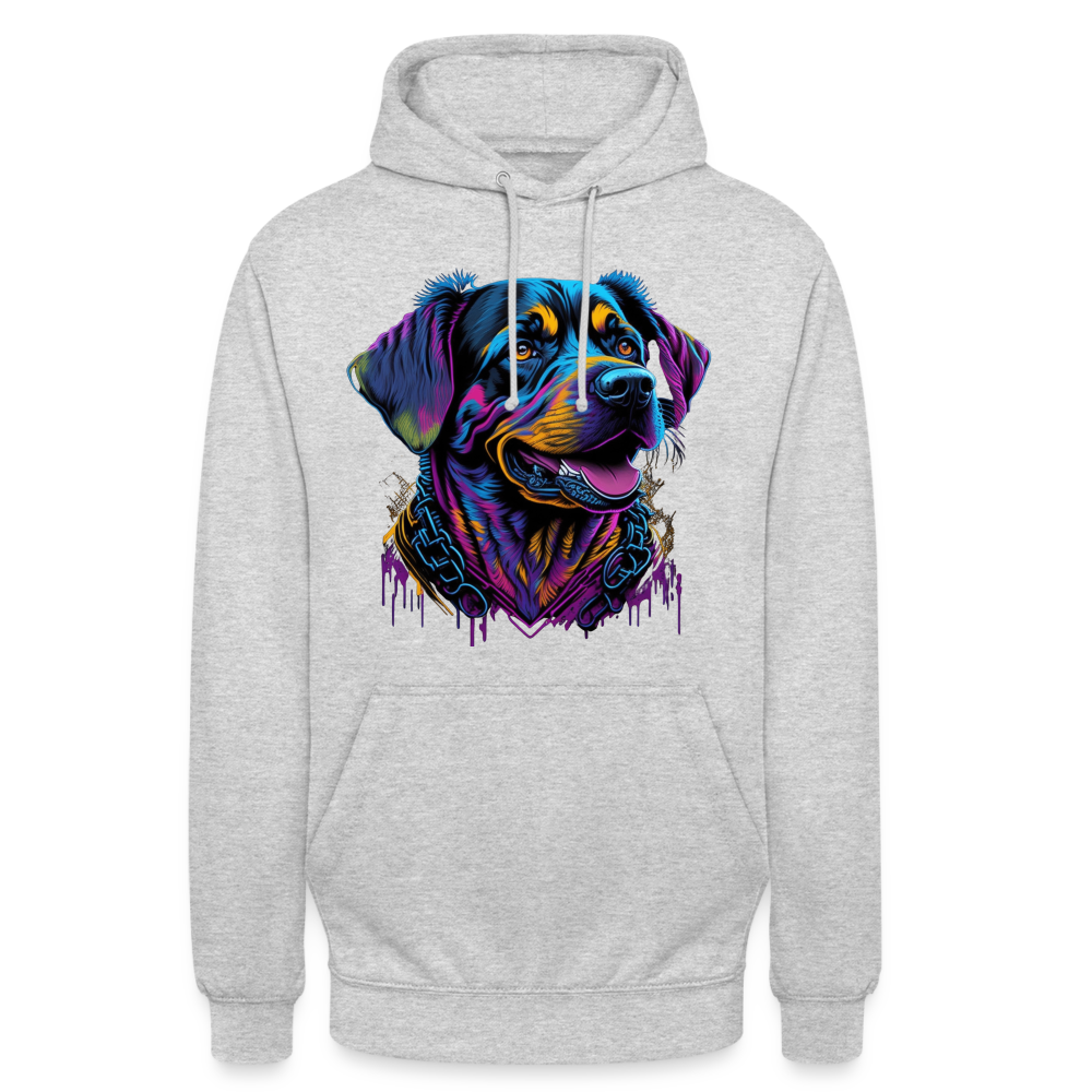 Sweat-shirt à capuche unisexe : Chien Fluo - gris clair chiné