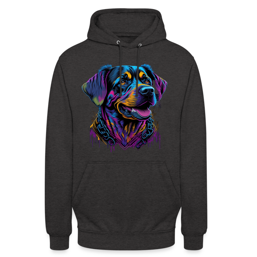 Sweat-shirt à capuche unisexe : Chien Fluo - charbon