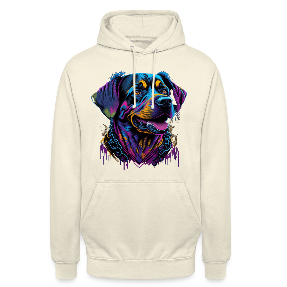 Sweat-shirt à capuche unisexe : Chien Fluo - vanille