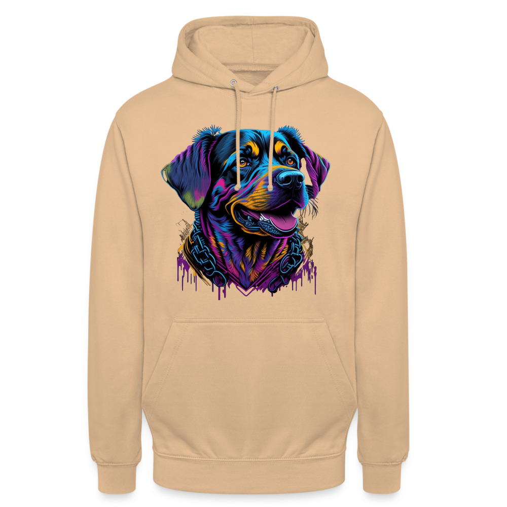 Sweat-shirt à capuche unisexe : Chien Fluo - pêche