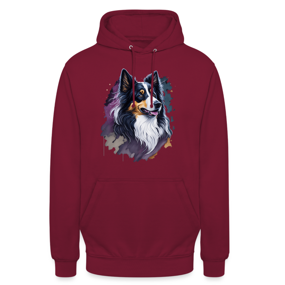 Sweat-shirt à capuche unisexe : Chien Fluo - bordeaux