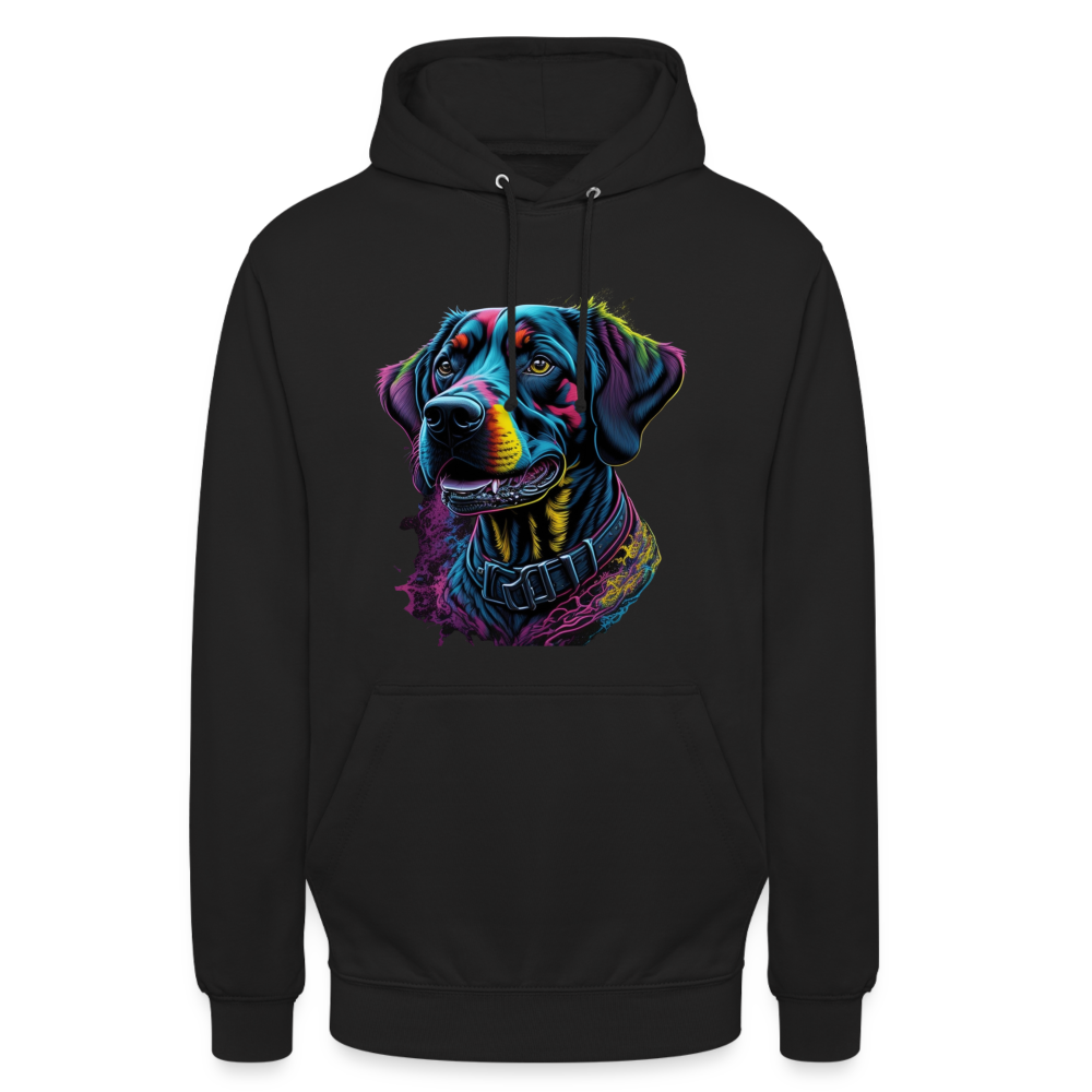 Sweat-shirt à capuche unisexe : Chien Fluo - noir