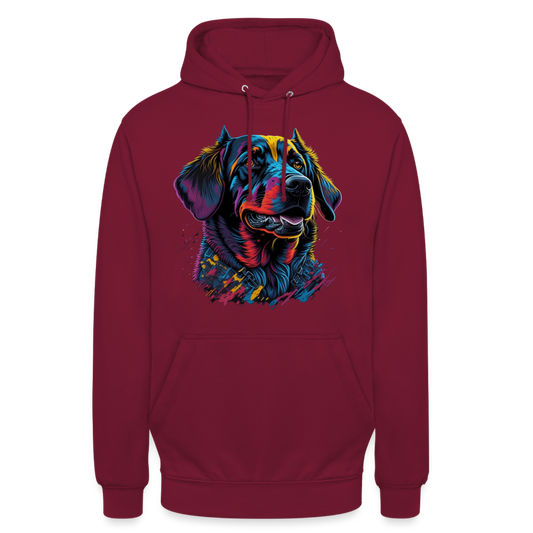 Sweat-shirt à capuche unisexe : Chien Fluo - bordeaux