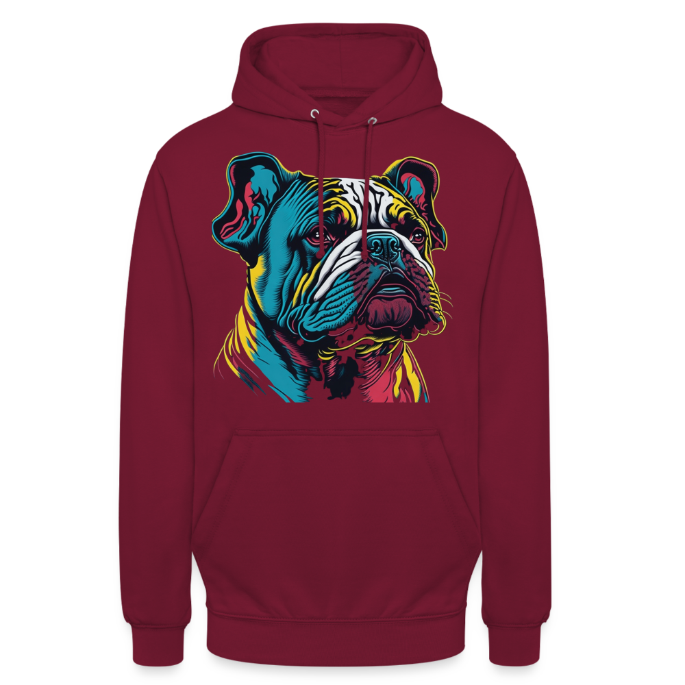 Sweat-shirt à capuche unisexe : Chien Fluo - bordeaux