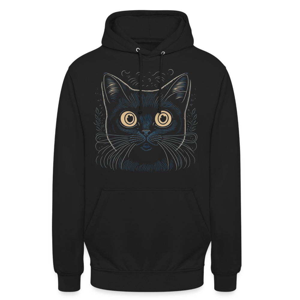 Sweat-shirt à capuche unisexe : chat - noir