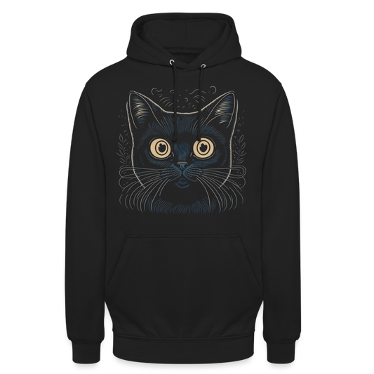 Sweat-shirt à capuche unisexe : chat - noir