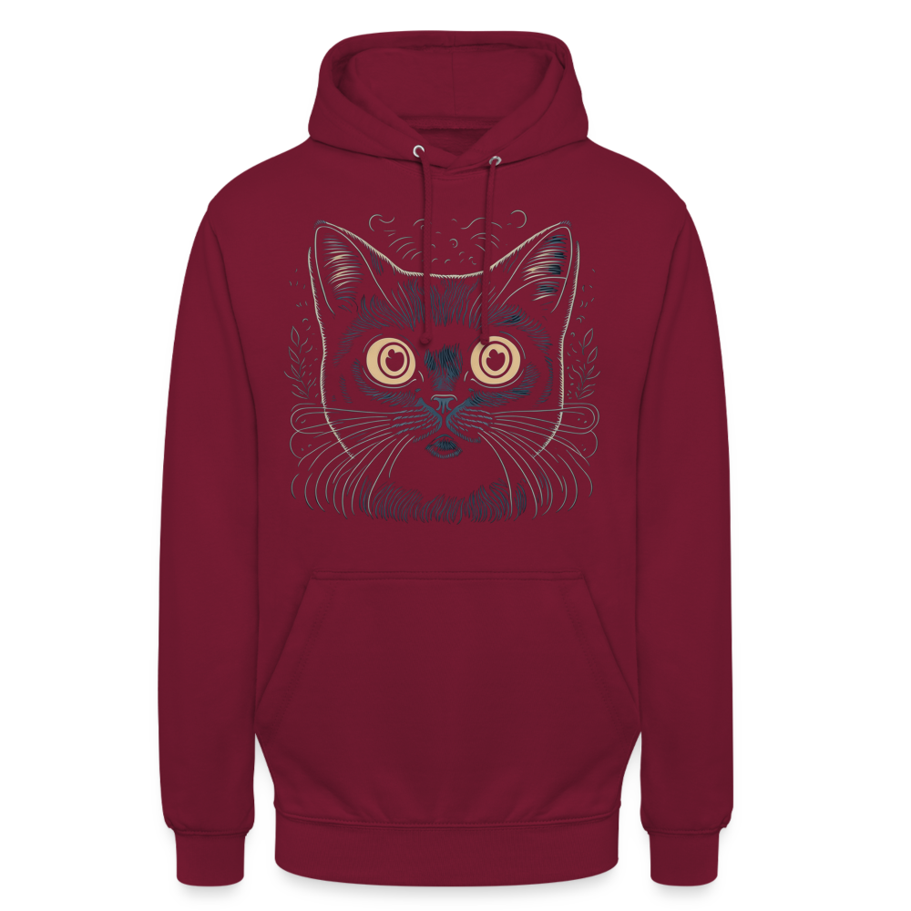 Sweat-shirt à capuche unisexe : chat - bordeaux