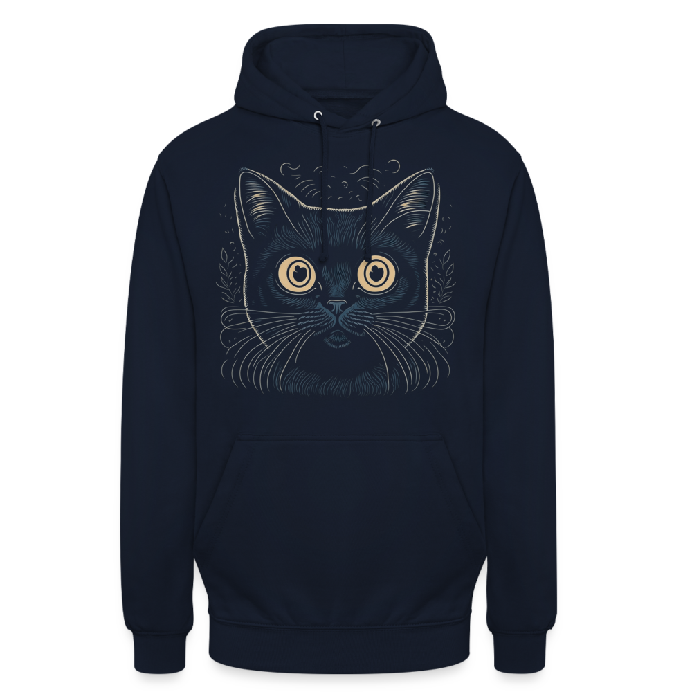 Sweat-shirt à capuche unisexe : chat - marine