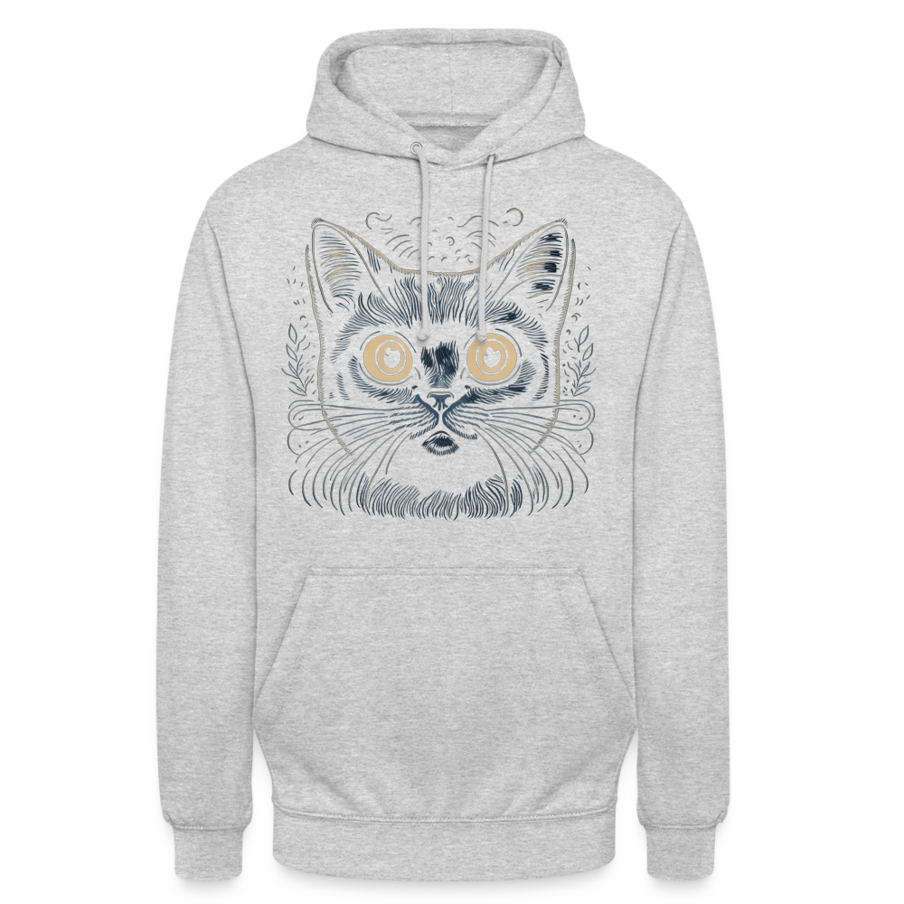 Sweat-shirt à capuche unisexe : chat - gris clair chiné