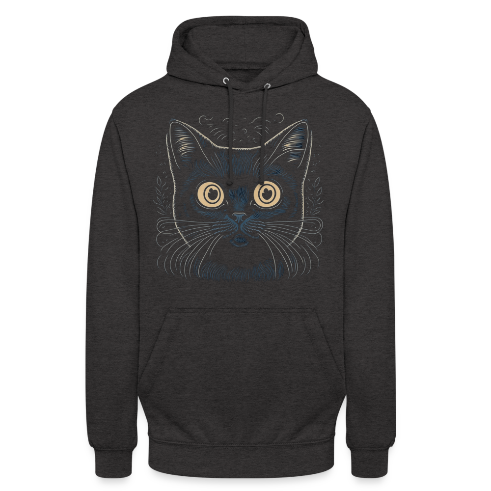 Sweat-shirt à capuche unisexe : chat - charbon