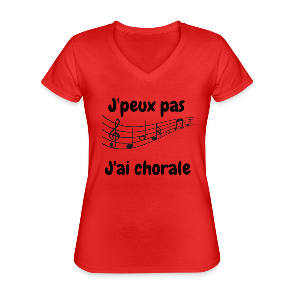 T-shirt classique col V Femme - rouge