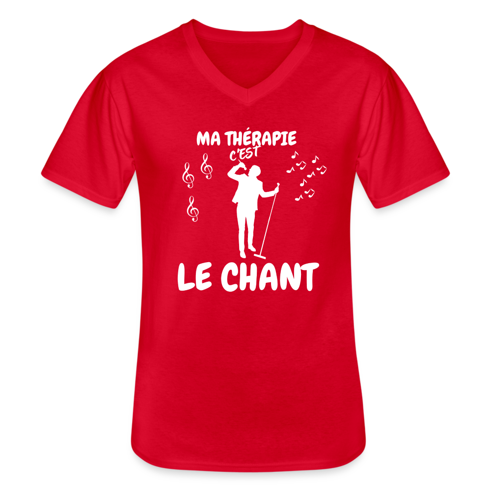 T-shirt classique col V Homme - rouge